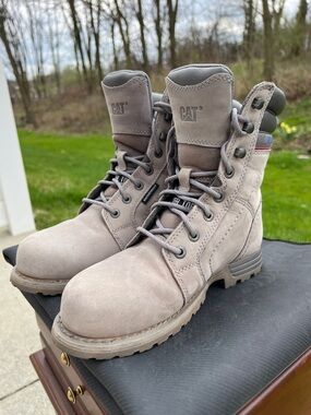 CAT Caterpillar Women’s Steel Toe Waterproof Suede Leather Work Boots Anti Slip